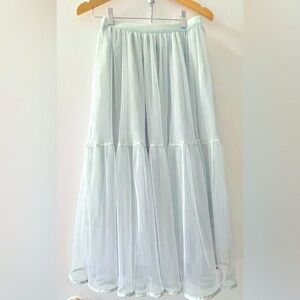 Solid Mint Green Color Elastic Skirt Midi A-line Skirt